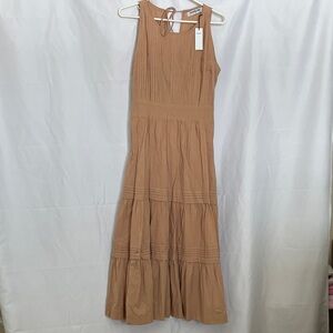 Elegant PAMPELONE Tan Sleeveless Dress small new with tags. Tiered cottage core.